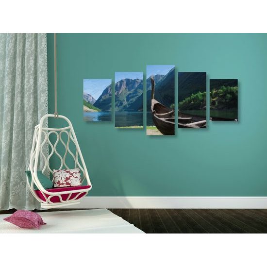 5-dielny obraz maľovaná vikingská loď