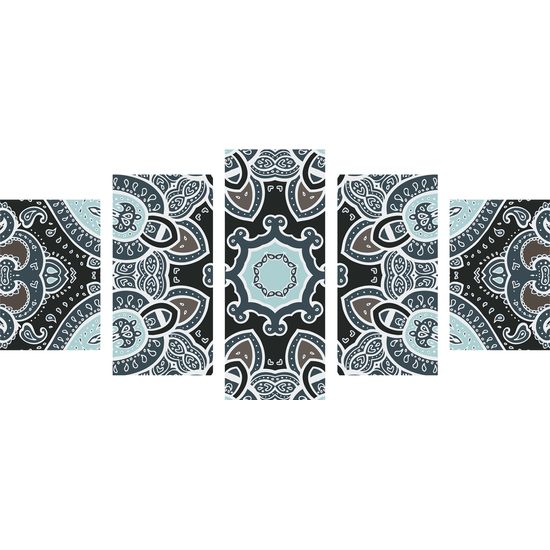 5-dielny obraz nádherná Indická Mandala