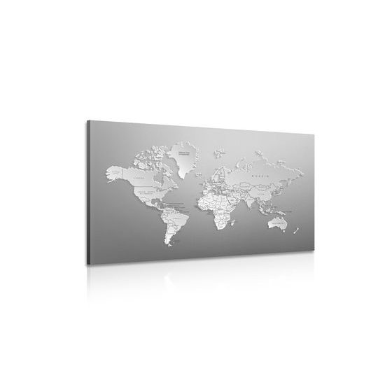Obraz nevšedná mapa sveta v čiernobielom prevedení