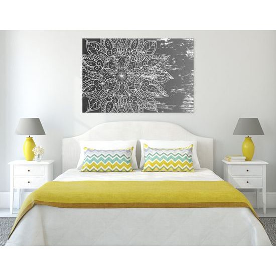 Obraz Mandala v čiernobielom prevedení