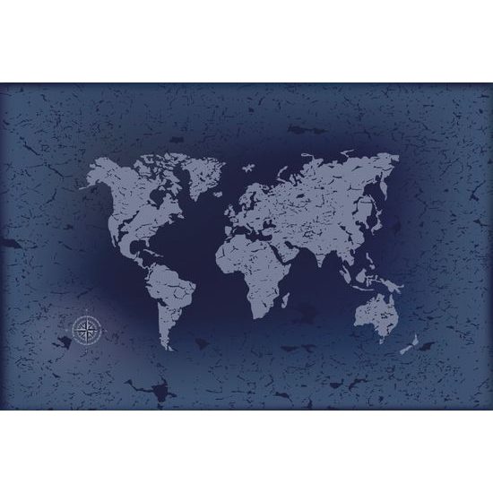 Samolepiaca tapeta vintage mapa v modrom prevedení