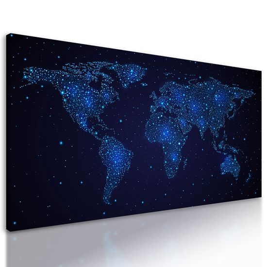 Obraz mapa sveta na nočnej oblohe