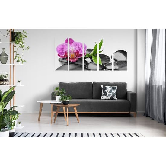 5-dielny obraz ploské wellness kamene