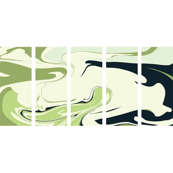 5-dielny obraz abstrakcia zelenej