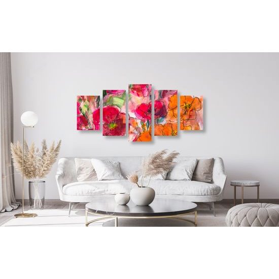 5-dielny obraz maľované maky