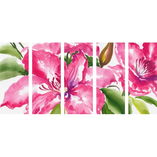 5-dielny obraz maľované kvety
