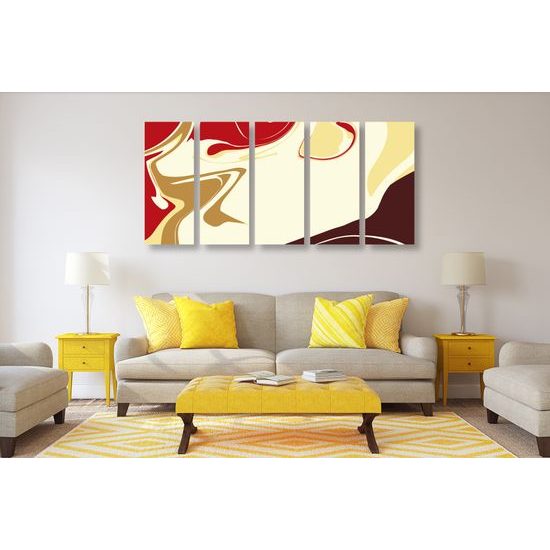5-dielny obraz umelecká abstrakcia v zemitých farbách