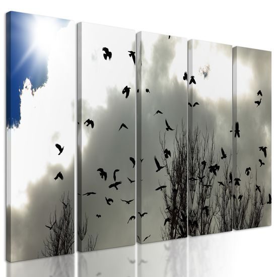 5-dielny obraz nepokojné vrany pred búrkou