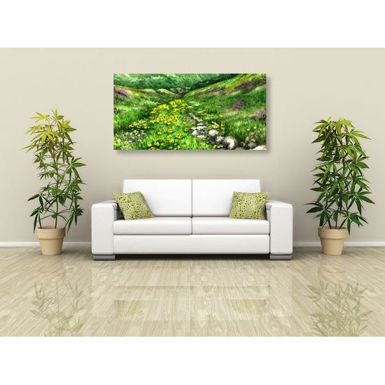 Obraz nádherná maľba zelených kopcov