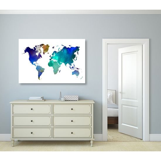 Obraz akvarelová mapa sveta