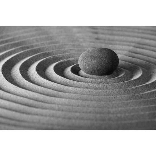 Samolepiaca fototapeta upokojujúci zen kameň v čiernobielom prevedení