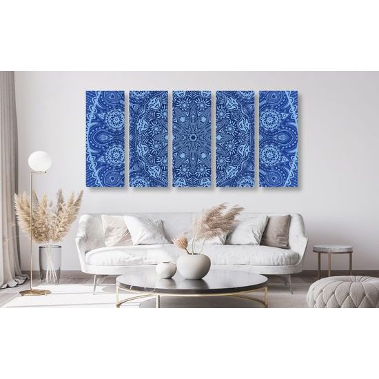5-dielny obraz modrá luxusná Mandala