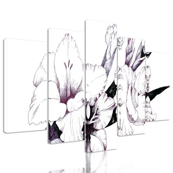 5-dielny obraz minimalistická ilustrácia gladioly