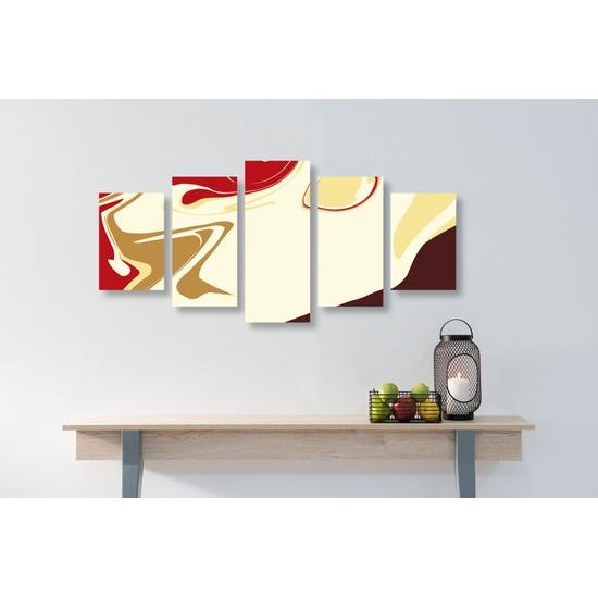 5-dielny obraz umelecká abstrakcia v zemitých farbách