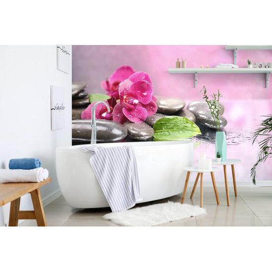 Fototapeta kompozícia s ružovou orchideou