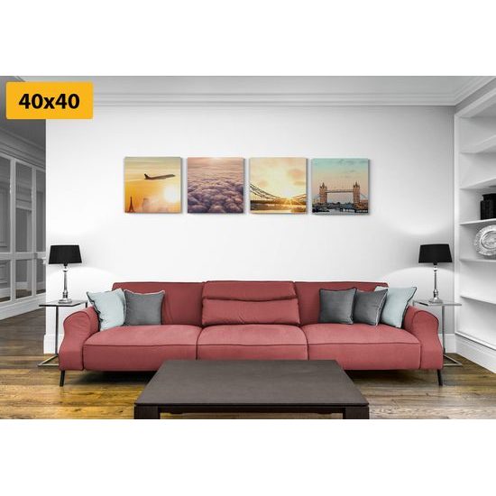 Set obrazov vychádzajúce slnko nad Londýnom