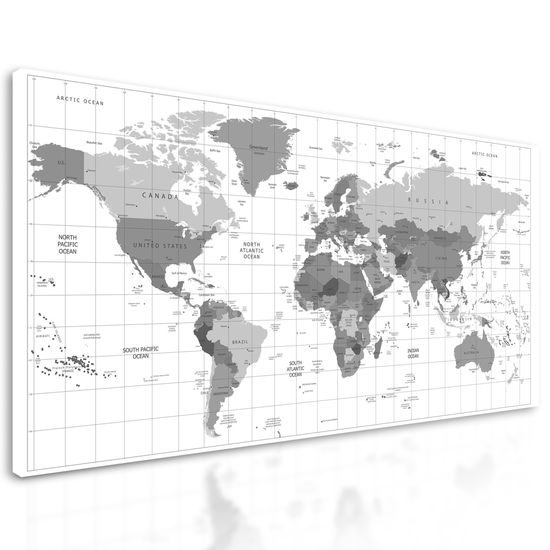 Obraz stará mapa sveta na bielom pozadí