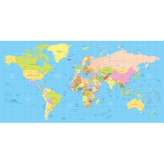 Obraz prehľadná mapa sveta na modrom pozadí