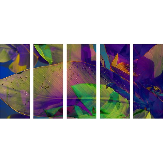 5-dielny obraz farebný list