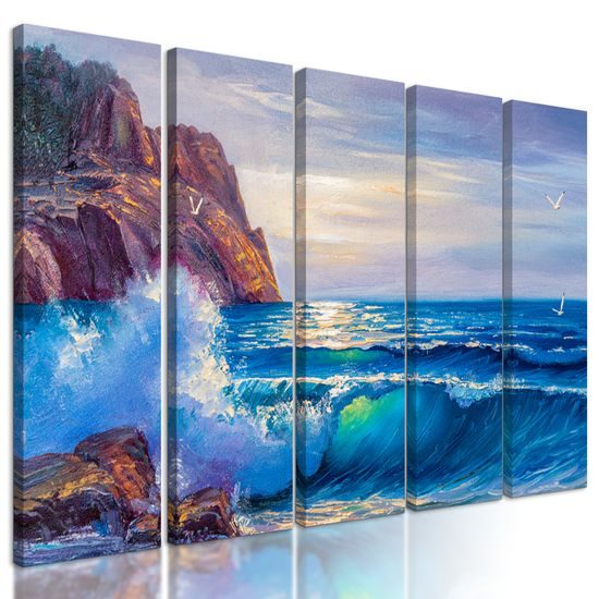 5-dielny obraz nekľudné more