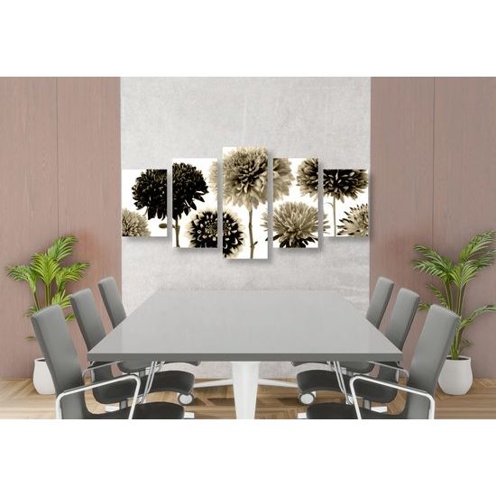 5-dielny obraz nádherné dálie v sépiovom prevedení