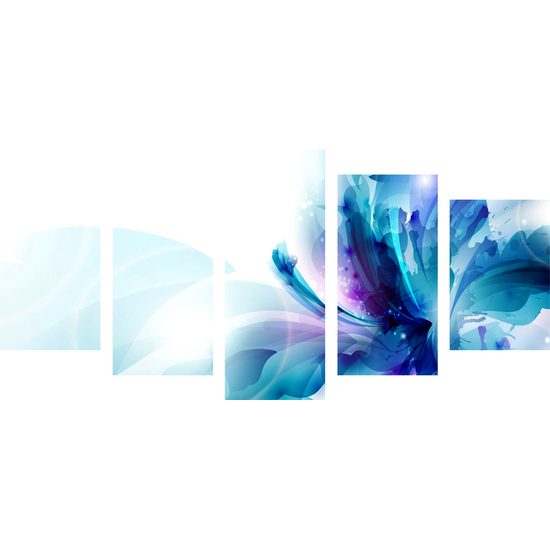 5-dielny obraz kvet v odtienoch modrej