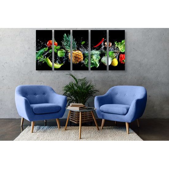 5-dielny obraz ovocie vo vode