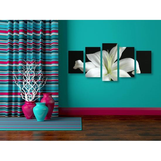 5-dielny obraz dýchberúca biela ľalia