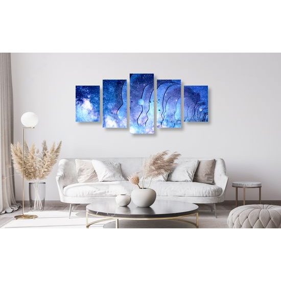 5-dielny obraz abstrakcia nočnej oblohy