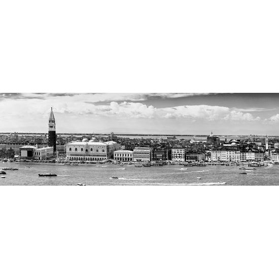 Obraz romantické Benátky v čiernobielom prevedení