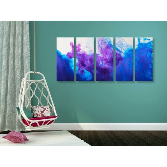 5-dielny obraz nádherná abstrakcia modrej a fialovej farby