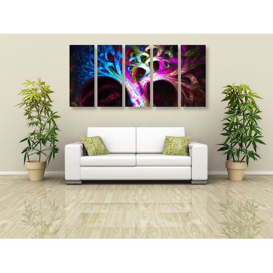 5-dielny obraz farebný strom