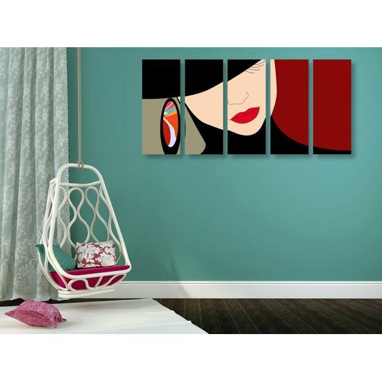 5-dielny obraz elgantnosť ženy