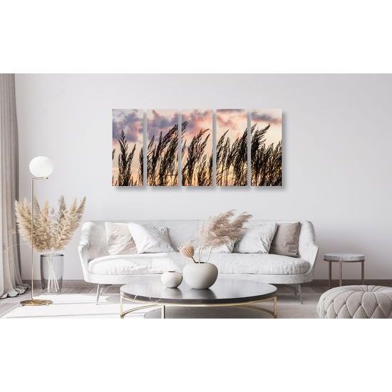 5-dielny obraz poľná tráva s nebeským pozadím