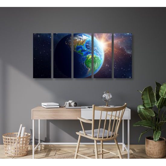 5-dielny obraz vesmírny pohľad na modrú planétu