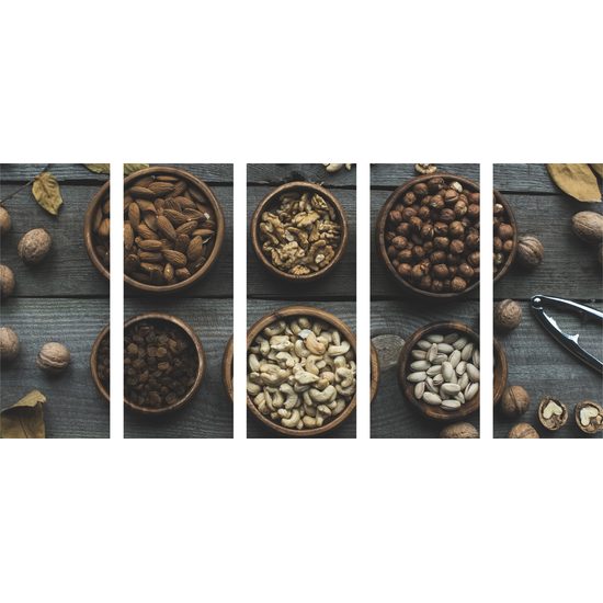 5-dielny obraz oriešky v miskách