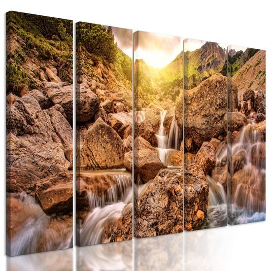 5-dielny obraz dychberúce nádherné vodopády