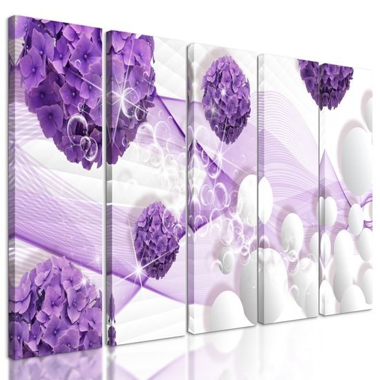 5-dielny obraz futuristická abstrakcia kvetín