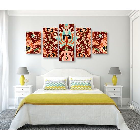 5-dielny obraz ornament s ľudovým nádychom