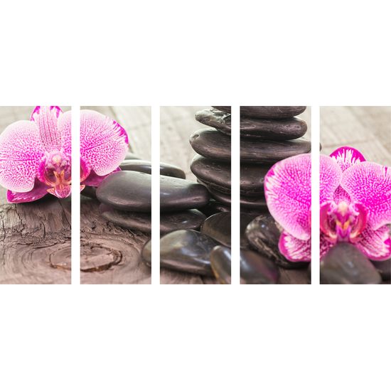 5-dielny obraz drevené upokojujúce zátišie