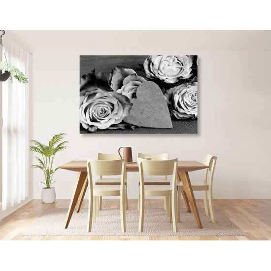 Obraz nádherné žlté ruže v čiernobielom prevedení