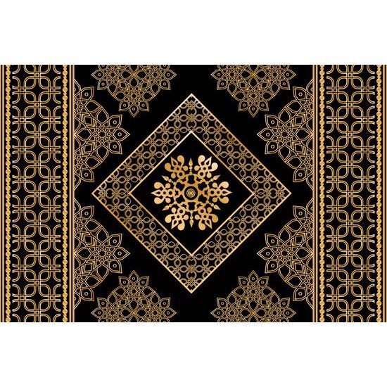 Tapeta nádherný zlatý ornament na čiernom pozadí