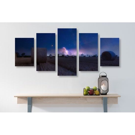 5-dielny obraz lúka a pohľad na hivezdy