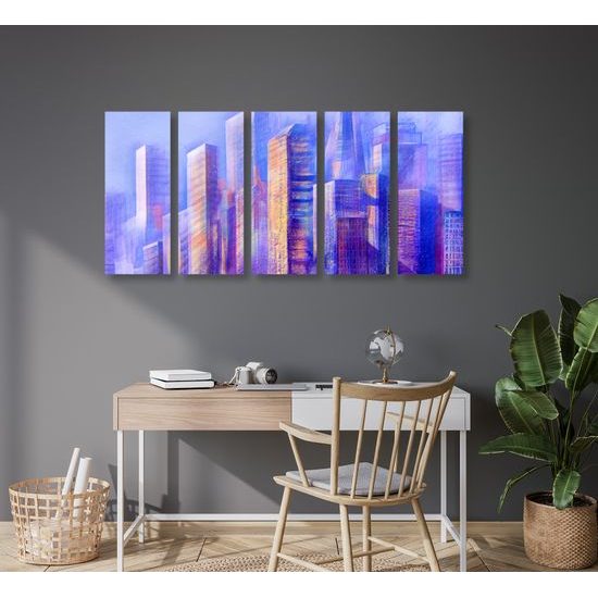 5-dielny obraz rušné veľkomesto