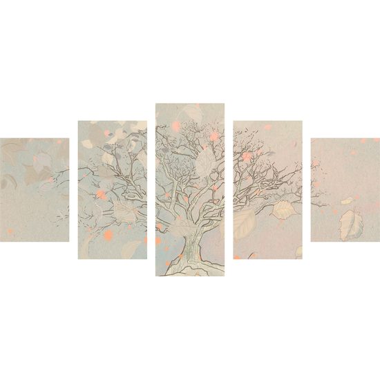 5-dielny obraz maľba jesenného stromu