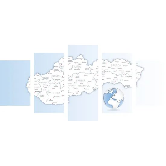 5-dielny obraz podrobná mapa Slovenska