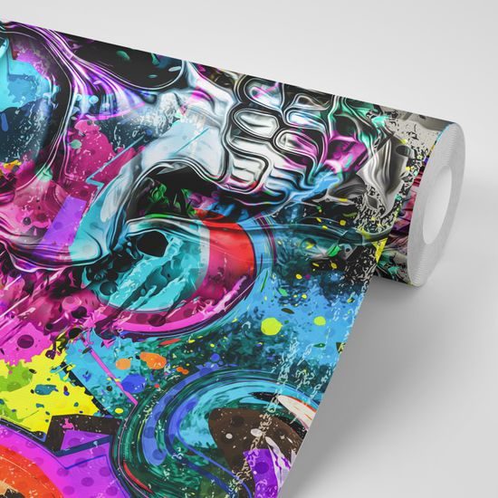 Samolepiaca tapeta lebka v pop art prevedení