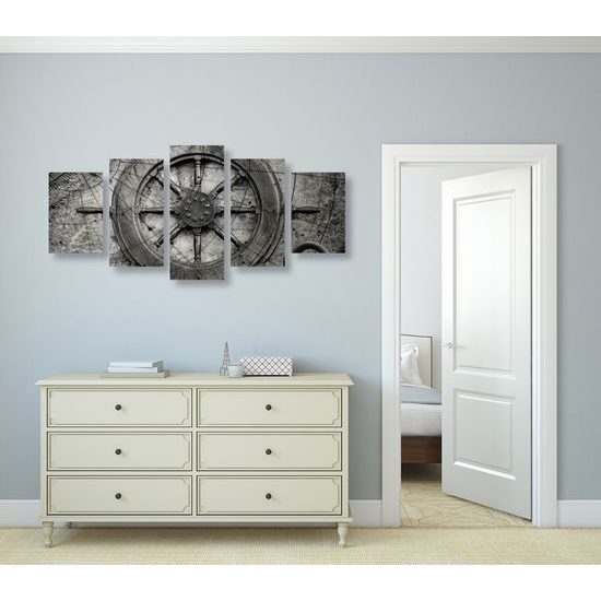 5-dielny obraz umelecké prevedenie lodného kormidla