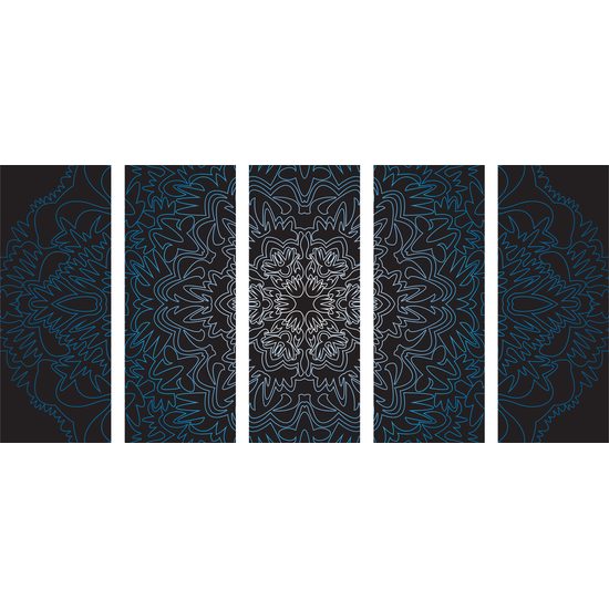 5-dielny obraz exotická Mandala v modrom prevedení