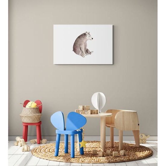 Obraz maľovaný sediaci macko